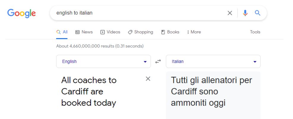 Screenshot of Google Translate error Screenshot of Google Translate error