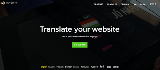 Screenshot of GTranslate app to translate your e-commerce website