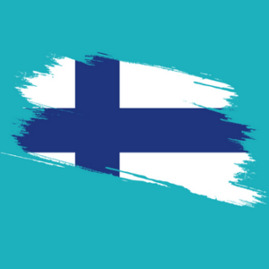 Sketch of Finnish flag on blue background