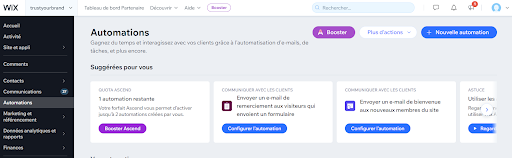 automation tool dashboard translated into French