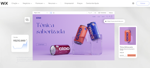 Portuguese version of Wix Home Page