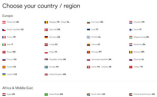 window to select your preferred language