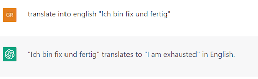 screenshot with a German into English translation on ChatGPT