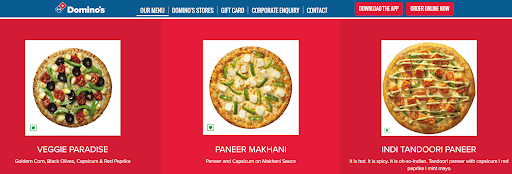 Domino’s localized offer of pizzas in India