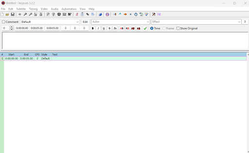 Aegisub subtitling software dashboard